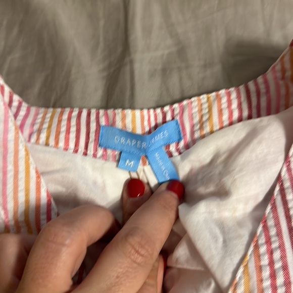 Draper James pink/orange seersucker dress sz:Med - Picture 2 of 4